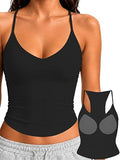 Padded Tank Tops for Women Double Line V Neck Racerback Camisole