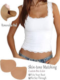 Padded Lace Tank Top Square Neck Double Lined Basic Crop Tops