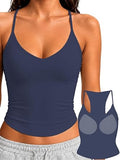 Padded Tank Tops for Women Double Line V Neck Racerback Camisole