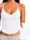 Padded Tank Tops for Women Double Line V Neck Racerback Camisole