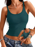 Women's Tank Tops Ribbed Fitted Cropped Camisoles with Built in Bras