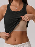 Racerback Tank Tops Ribbed Fitted Crop Cami with Built in Bra