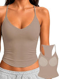 Padded Tank Tops for Women Double Line V Neck Racerback Camisole