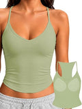 Padded Tank Tops for Women Double Line V Neck Racerback Camisole