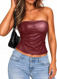 Leather Strapless Tube Top