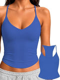 Padded Tank Tops for Women Double Line V Neck Racerback Camisole