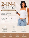 Tube Top Strapless Bandeau Crop Tank Tops with Built in Bra