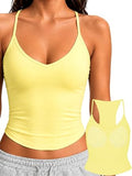 Padded Tank Tops for Women Double Line V Neck Racerback Camisole