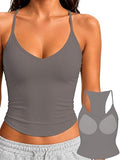 Padded Tank Tops for Women Double Line V Neck Racerback Camisole