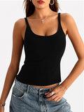 Women's Tank Tops Ribbed Fitted Cropped Camisoles with Built in Bras