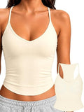 Padded Tank Tops for Women Double Line V Neck Racerback Camisole