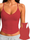 Padded Tank Tops for Women Double Line V Neck Racerback Camisole
