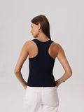 Racerback Built in Bra Tank Tops for Women Ribbed Fitted Basic Cami