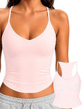 Padded Tank Tops for Women Double Line V Neck Racerback Camisole