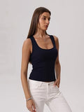 Racerback Built in Bra Tank Tops for Women Ribbed Fitted Basic Cami