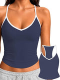 Padded Tank Tops for Women Double Line V Neck Racerback Camisole