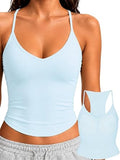 Padded Tank Tops for Women Double Line V Neck Racerback Camisole