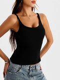 Women's Tank Tops Ribbed Fitted Cropped Camisoles with Built in Bras