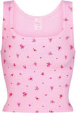 Danysu Women Floral Square Neck Tank Top with Built in Bra