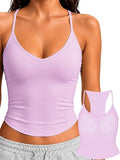 Padded Tank Tops for Women Double Line V Neck Racerback Camisole