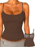 Padded Tank Tops for Women Spaghetti Strap Double Lined Camisole Top