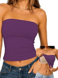 Tube Top Strapless Bandeau Crop Tank Tops with Built in Bra