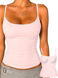Padded Tank Tops for Women Spaghetti Strap Double Lined Camisole Top