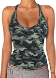 Danysu V Neck Racerback Floral Tank Top with Built in Bra