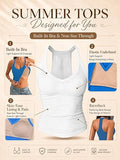 V Neck Cotton Tank Tops with Built-in Shelf Bra - Bright & Fresh