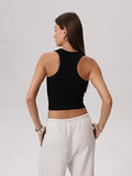 Racerback Tank Tops Ribbed Fitted Crop Cami with Built in Bra