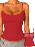 Padded Tank Tops for Women Spaghetti Strap Double Lined Camisole Top