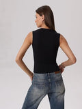 Padded Tank Tops Double Line Square Neck Fitted Basic Cami