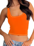 Danysu Women Square Neck Tank Top with Built in Bra—Tropical Brilliance