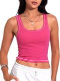 Danysu Women Square Neck Tank Top with Built in Bra—Tropical Brilliance