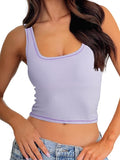 Danysu Women Square Neck Tank Top with Built in Bra—Tropical Brilliance