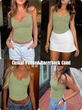 Padded Tank Tops for Women Double Line V Neck Racerback Camisole