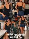Adjustable Halter Tank Tops for Women with Built in Bra Camisole