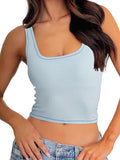Danysu Women Square Neck Tank Top with Built in Bra—Tropical Brilliance