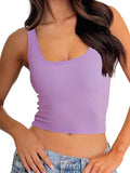 Danysu Women Square Neck Tank Top with Built in Bra—Tropical Brilliance