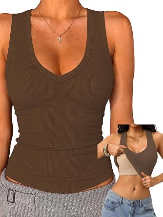 Racerback Ribbed Thick Strap Tank Top