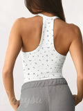 Danysu V Neck Racerback Floral Tank Top with Built in Bra