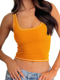 Danysu Women Square Neck Tank Top with Built in Bra—Tropical Brilliance