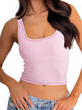 Danysu Women Square Neck Tank Top with Built in Bra—Tropical Brilliance