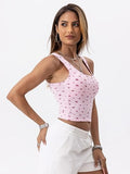 Danysu Women Floral Square Neck Tank Top with Built in Bra