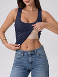 Racerback Built in Bra Tank Tops for Women Ribbed Fitted Basic Cami
