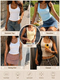 Racerback Built in Bra Tank Tops for Women Ribbed Fitted Basic Cami