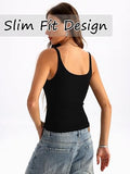 Women's Tank Tops Ribbed Fitted Cropped Camisoles with Built in Bras