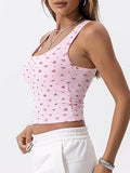 Danysu Women Floral Square Neck Tank Top with Built in Bra