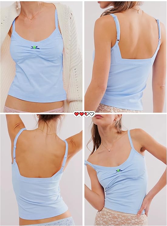 Rose Square Neck Cami Crop Top