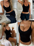 Padded Tank Tops for Women Double Line V Neck Racerback Camisole